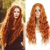 Haoke Ginger Orange Color None Scalp Lace Front wig Middle Part Wig Long Water Wave Synthetic Wig Pre Plucked wig for White or Black Women Halloween Party Use wig view 3