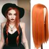 Haoke Long Silk Straight Ginger None-Lace Wigs High Temperature Fiber Orange Hair with Middle Part for Women Party Show view 3