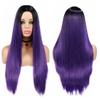 Haoke Long Ombre Purple Synthetic Wig Heat Resistant Fiber Straight Hair Middle Part For Women Ombre Purple Machine Made Wig view 4