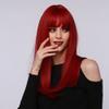 Haoke halloween Cosplay Wig Long Straight Hot Red Synthetic Hair Wigs With Bangs for Black White Women Heat Resistant Wig view 2