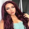 Haoke Long Body wave None Lace Front Wig Synthetic 99J Wig Middle Part 180% Density Glueless No Lace Wig Natural Looking Wigs for Black Women view 1