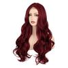 Haoke Long Body wave None Lace Front Wig Synthetic 99J Wig Middle Part 180% Density Glueless No Lace Wig Natural Looking Wigs for Black Women view 3