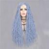 Haoke Light Blue Color No Lace Front Wig Long Wavy Synthetic Wig Heat Resistant Fiber Middle Parting full machine make Halloween Party Use wig view 3