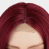 Haoke Long Body wave None Lace Front Wig Synthetic 99J Wig Middle Part 180% Density Glueless No Lace Wig Natural Looking Wigs for Black Women view 4