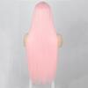 Haoke Synthetic Wigs Long Straight Pink Cosplay Wigs with Bangs for Women Black White Brown Blue Daily Use Hairs view 2