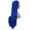 Haoke Blue Color No Lace Front Wig Long Straight Synthetic Wig Heat Resistant Fiber Middle Parting full machine make Halloween Party Use wig view 2