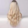 Haoke Ombre Light Blonde Synthetic Machine Made Wigs Straight Hair Heat Resistant Hair Fake Lace Front Wig for Black Women With Middle Part Natural Long Ombre Light Blonde Wig 24 Inch view 4