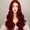 Haoke Long Body wave None Lace Front Wig Synthetic 99J Wig Middle Part 180% Density Glueless No Lace Wig Natural Looking Wigs for Black Women view 2