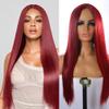Haoke 24 inches Long Straight Wine Red Wigs for Women Synthetic Wigs Middle Part Heat Resistant Replacement Wig Colorful Cosplay Daily Party Wig view 1
