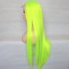 Haoke PU Silk Base Scalp Neon Green Color No Lace Front Wig Long Straight Synthetic Wig Heat Resistant Fiber Middle Parting full machine make Halloween Party Use Lime Green wig view 3