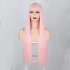 Haoke Synthetic Wigs Long Straight Pink Cosplay Wigs with Bangs for Women Black White Brown Blue Daily Use Hairs view 3