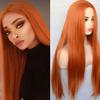 Haoke Long Silk Straight Ginger None-Lace Wigs High Temperature Fiber Orange Hair with Middle Part for Women Party Show view 2