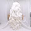 Haoke White Synthetic Wigs Natural wave Hair Heat Resistant Fake Lace Front Wig With Middle Part Natural Long Straight Wig 26Inch view 2