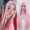 Haoke Long Straight Hair Light Pink Color Wigs Glueless Heat Resistant Fiber Hair Synthetic Hair Wigs for Fashion Women view 1