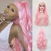 Haoke Long Wavy Hair Light Pink Color Wigs Glueless Heat Resistant Fiber Hair Synthetic Hair Wigs for Fashion Women Cosplay wig for Girl Colorful Costume Wigs view 1