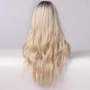 Haoke Ombre Light Blonde Synthetic Machine Made Wigs Straight Hair Heat Resistant Hair Fake Lace Front Wig for Black Women With Middle Part Natural Long Ombre Light Blonde Wig 22 Inch view 4