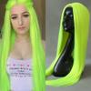 Haoke PU Silk Base Scalp Neon Green Color No Lace Front Wig Long Straight Synthetic Wig Heat Resistant Fiber Middle Parting full machine make Halloween Party Use Lime Green wig view 2