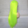 Haoke PU Silk Base Scalp Neon Green Color No Lace Front Wig Long Straight Synthetic Wig Heat Resistant Fiber Middle Parting full machine make Halloween Party Use Lime Green wig view 4