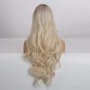 Haoke Ombre Brown Light Blonde Synthetic Machine Made Wigs Natural Wave Hair Heat Resistant Hair Fake Lace Front Wig For Black Women With Middle Part Natural Long Wig 24Inch view 3