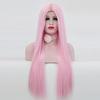 Haoke Long Straight Hair Light Pink Color Wigs Glueless Heat Resistant Fiber Hair Synthetic Hair Wigs for Fashion Women view 4