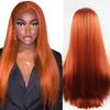 Haoke Kinky Straight Lace Front Wigs Side Part Long 350# Ginger Colored Wig Glueless Lace Wigs Synthetic Yaki Straight Wig Heat Resistant Fiber Hair Brown Red Wig With Baby Hair For Black Women view 2