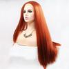 Haoke Kinky Straight Lace Front Wigs Side Part Long 350# Ginger Colored Wig Glueless Lace Wigs Synthetic Yaki Straight Wig Heat Resistant Fiber Hair Brown Red Wig With Baby Hair For Black Women view 4