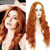 Haoke Ginger Orange Color None Scalp Lace Front wig Middle Part Wig Long Water Wave Synthetic Wig Pre Plucked wig for White or Black Women Halloween Party Use wig view 2