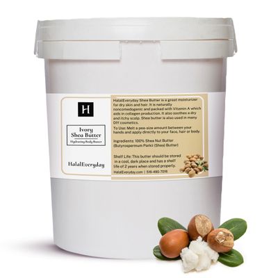 HalalEveryDay 28 oz Ivory Shea Butter- 100% Pure All Natural- Unrefined Organic Raw from Ghana- Raw African Shea Butter, Perfect for Skin, Face, Body, Hair Growth