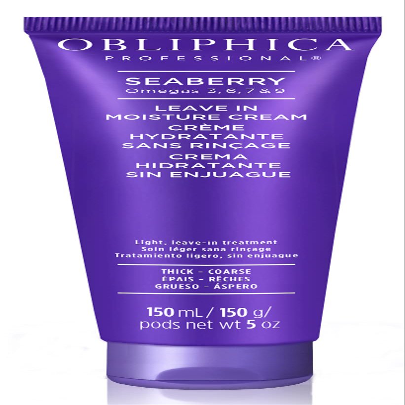 Obliphica Seaberry Leave In Moisture and Styling Cream for Women - Anti-Frizz Control, Normal Hair Products, Damaged Repaired Hair - Hair Mask & Treatment for Protecting Hair & Scalp - 5 Fl Oz