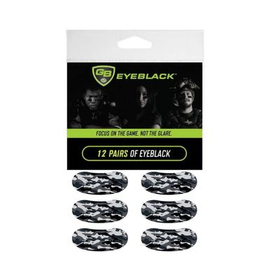GB Eyeblack - 12 Pairs Peel & Stick Athletic Eyeblack Football Glare Blockers Colored Camo Eye Black Strips (Night Camo)