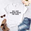 Esthetician Skincare Advice for Tacos Shirt, Bella Canvas Soft-Feel Unisex Tee White view 2