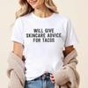 Esthetician Skincare Advice for Tacos Shirt, Bella Canvas Soft-Feel Unisex Tee White view 3