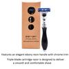 Parker Deluxe Gillette Mach 3 Compatible Razor For a Close Shave  Premium Black Resin Handle with Chrome Trim  One Gillette Mach 3 Triple Blade Cartridge Included view 3