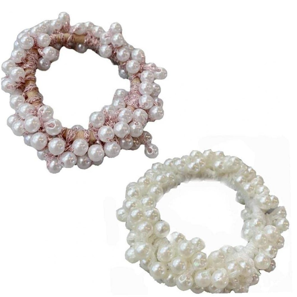 2 Pcs Pearl Hair Rope Women High Elastic Headdress Elegant Hair Tie Bracelet Jewelry Girls Lady Hair Accessories