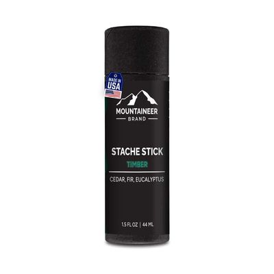 Mountaineer Brand Stache Stick | Made with Natural Ingredients in West Virginia | Firm & Long Lasting Hold | Mustache Wax | Moustache Shape & Styling | Beard Wax for Men | 1.5oz (Timber)