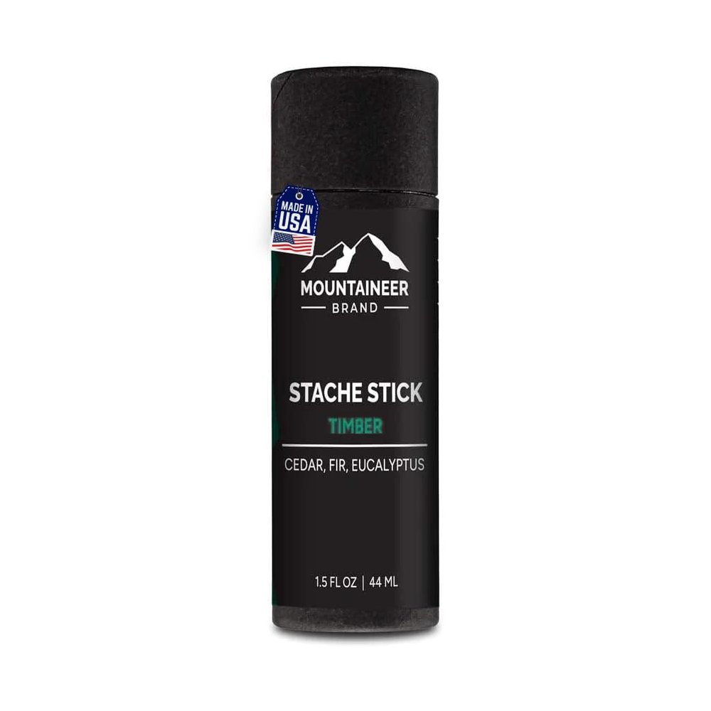 Mountaineer Brand Stache Stick | Made with Natural Ingredients in West Virginia | Firm & Long Lasting Hold | Mustache Wax | Moustache Shape & Styling | Beard Wax for Men | 1.5oz (Timber)