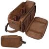 PAVILIA Toiletry Bag for Men, Travel Essentials Shaving Dopp Kit, Mens Travel Bag Toiletries Organizer Case for Grooming, PU Leather Water Resistant Cosmetic Bag Pouch (Brown) view 1