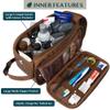 PAVILIA Toiletry Bag for Men, Travel Essentials Shaving Dopp Kit, Mens Travel Bag Toiletries Organizer Case for Grooming, PU Leather Water Resistant Cosmetic Bag Pouch (Brown) view 2