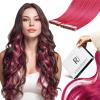 RUNATURE Pink Tape in Hair Extensions Human Hair, 16 Inch Hot Pink Hair Extensions Tape ins Colored Hair Extension for Highlight, Pink Tape in Extensions Remy Hair Fashion Color, 25g 10pcs view 1