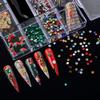MEILINDS Christmas Nail Art Rhinestones & Charms - 22 Pcs Mixed Crystal Set - Resin, Glass, Metal - Christmas Tree, Snowman, Reindeer & More - Nail Art Kit view 1
