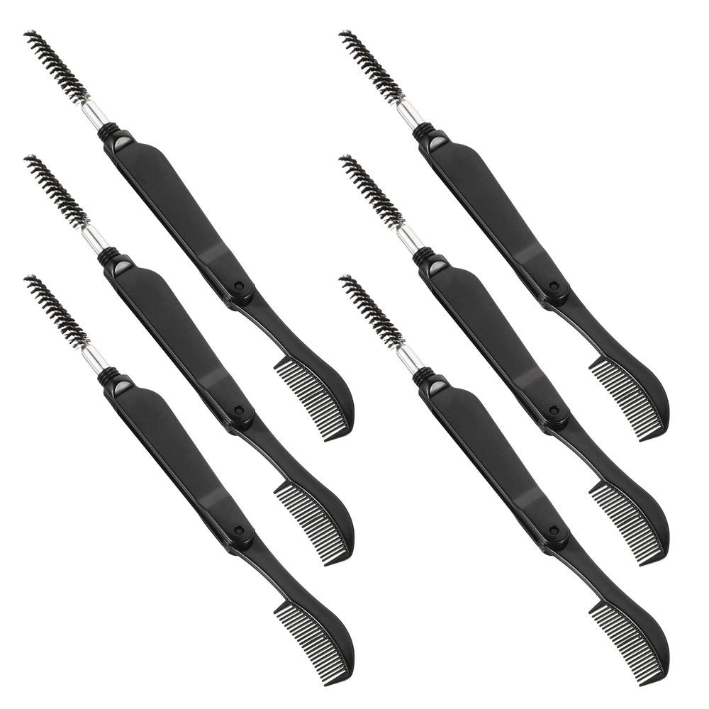 Beaupretty 6pcs Dual-ended Eyebrow and Eyelash Brush Foldable Multifunctional Tool for Daily Grooming Suitable for Home and Salon Use Black