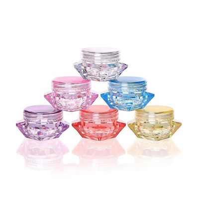 100Pcs 3g/5g Plastic Diamond Shaped Cosmetic Jars Skin Care Containers Refillable Bottle 3ml/5ml Lotion Case Vials Face Cream Sample Pot Nail Art Eye Shadow Gel Box (5G,Blue)