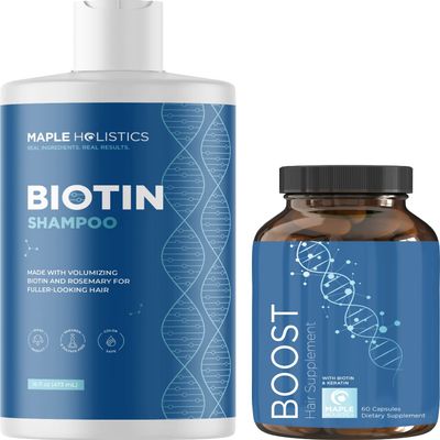 Biotin Volumizing Shampoo for Fine, Thinning Hair - Sulfate-Free with Tea Tree and Rosemary Oils, Plus Hair, Skin and Nail Vitamins
