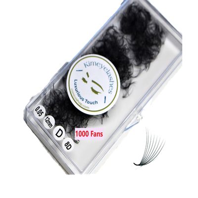 Kimeyelashes 8D 9D 10D 12D - 0.05 C and D Curl 500-1000 Premade volume fans loose Fans, Handmade eyelash extensions supplies Russian volume lash promade fan (11mm, 8D - Curl C)