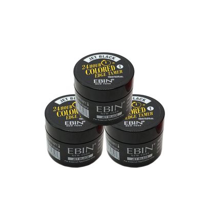 EBIN NEW YORK 24 Hour Colored Edge Tamer, Jet Black, 3 Pack (0.5oz Each)  Covers Gray Roots, No Flaking, No Residue, Long-Lasting Hold for All Hair Types