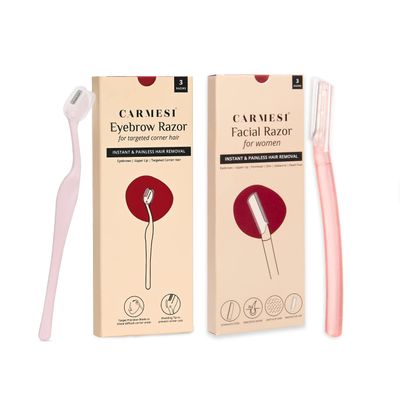 Carmesi Women Face Hair Removal Pack | 3 Face Razors And 3 Eyebrow Razor | Instant & Painless Hair Removal | Precision Shave | No Cuts