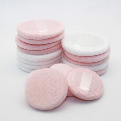 Uonlytech Cotton Rounds for Face 10pcs Powder Puff Sponges with Easy-carrying Ribbon for Efficient Application Random Color