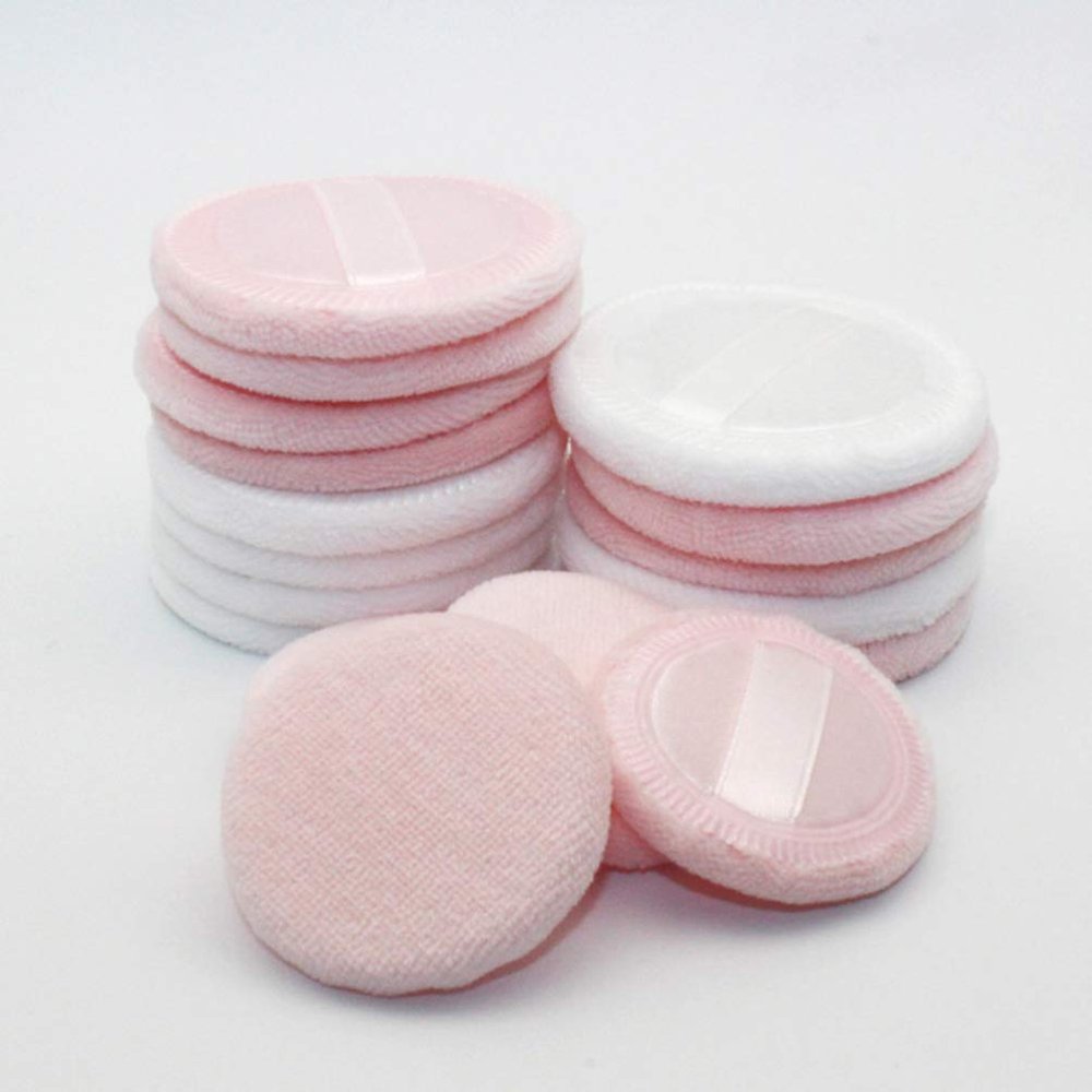 Uonlytech Cotton Rounds for Face 10pcs Powder Puff Sponges with Easy-carrying Ribbon for Efficient Application Random Color