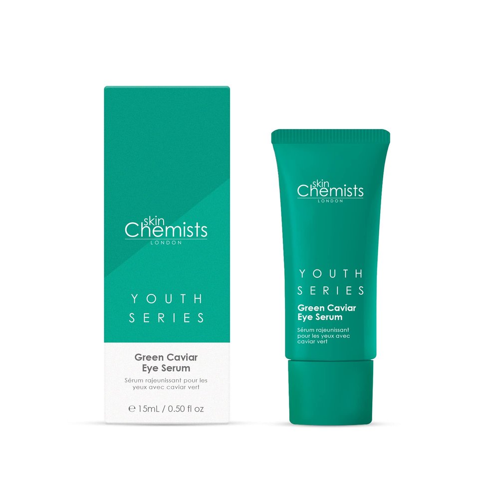 Skin Chemists Anti-Aging Eye Serum, 15ml - Green Caviar Extract & Matrikine Peptide 6 for Under Eye Wrinkle Reduction, Hydrating and Elasticated Skin
