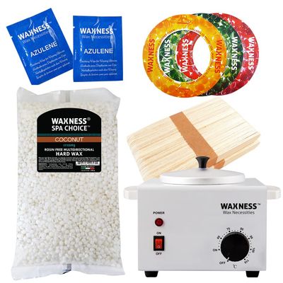 Waxness Spa Choice Rosin Free Coconut Waxing Kit with 2.2 Lb / 1 Kg Wax Bag